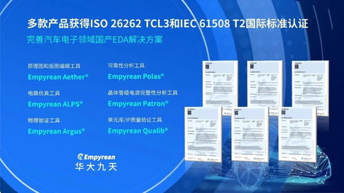 华大九天多款产品斩获ISO 26262 TCL3与IEC 61508 T2国际标准认证，助力安全关键领域发展